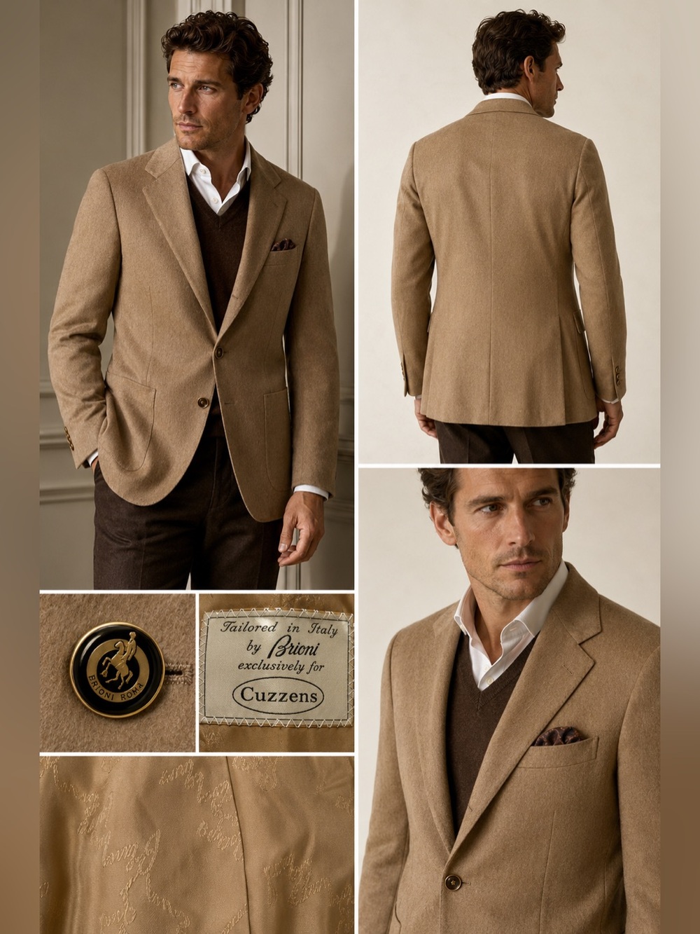 Brioni Roma 100% Cashmere Camel Blazer Sport Coat Mens 38R EU 48 Made In Italy
